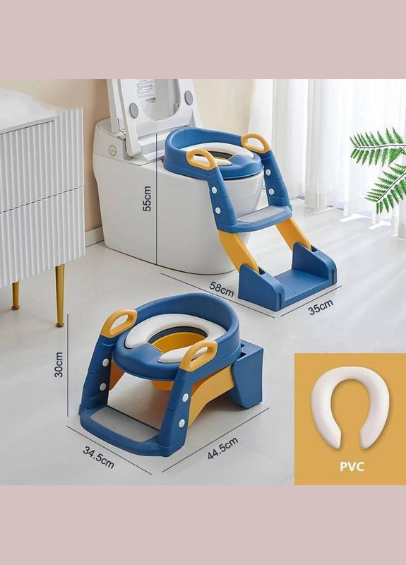 Детское складное сиденье на унитаз со ступенями и ручками 2в1 + Горшок No Brand (306554753)