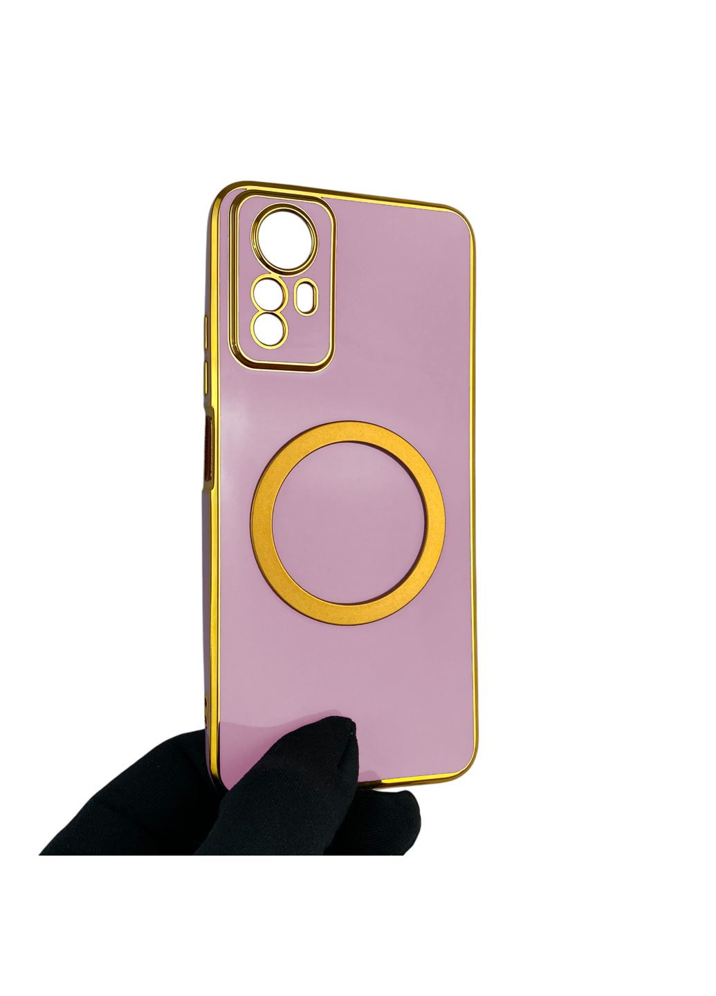 Чохол для Redmi Note 12S 4G з кільцем MagSafe із золотою окантовкою на сяомі редмі нот 12с чорничний gs1 Xiaomi (366230524)