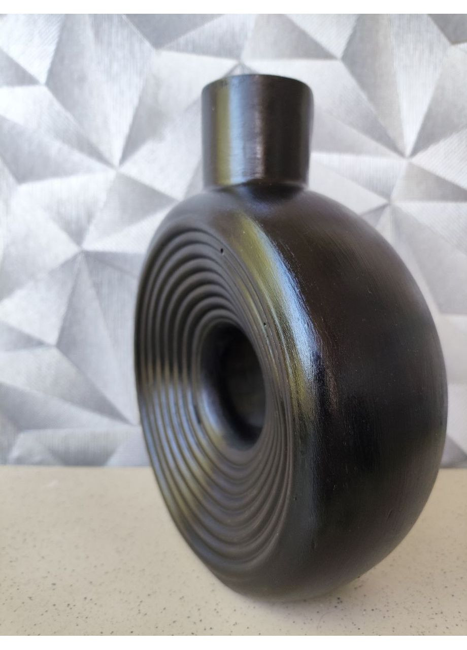 Чорна ваза в формі кола. Декор ручної роботи з гіпсу Handmade (361055970)