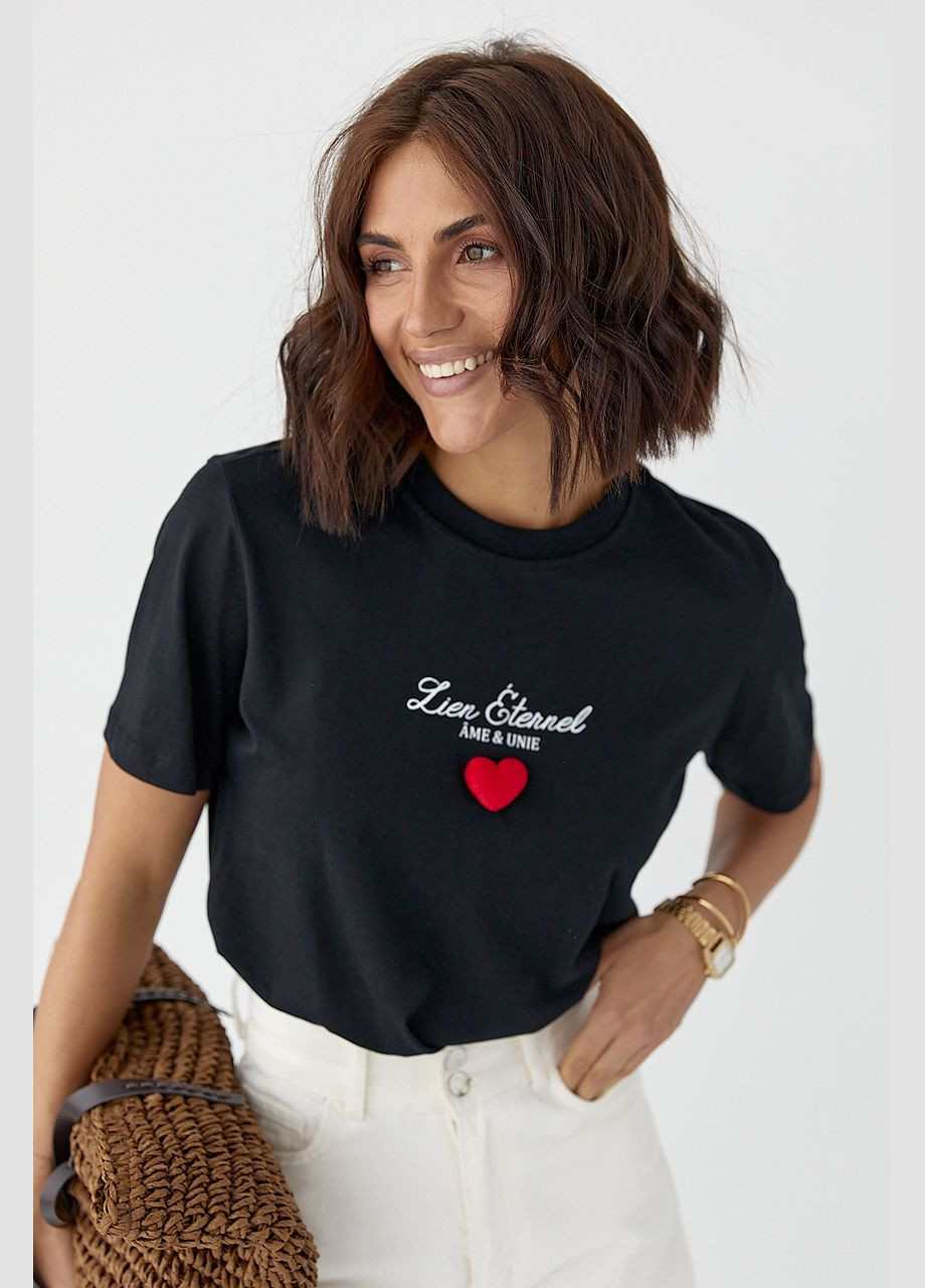 Футболка с объемным сердцем Lurex - (335400992)