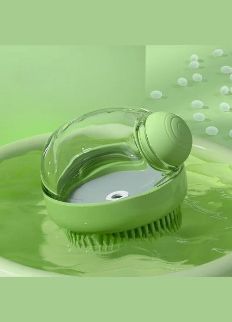 Щітка силіконова масажна Semi Cleaning Device з дозатором, Green для миття тварин Semi Line (324608153)