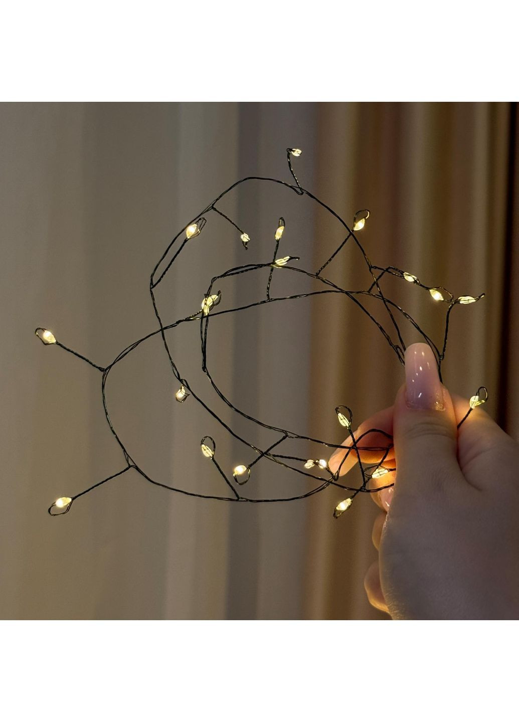 Гірлянда нитка-мішура 10 м (300 L) з пультом на USB та з 8 режимами на зеленому дроті тепле світло (9373) No Brand (367078914)