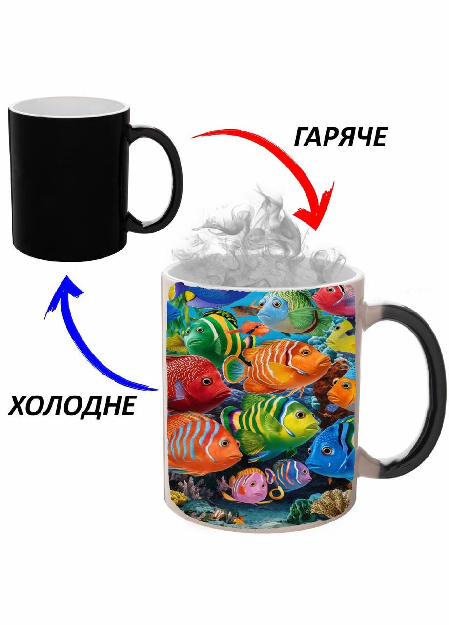 Чашка хамелон (кухоль, горнятко) із дитячим малюнком #215 Чорна 330 мл No Brand (323472144)