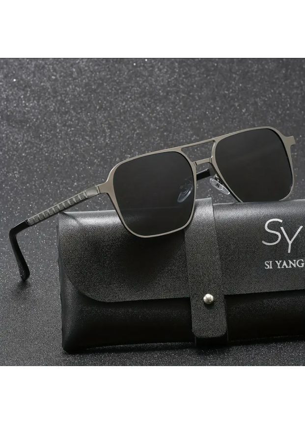 Очки авиаторы солнцезащитные мужские затемненные, под ретро с чехлом. No Brand (352301082)