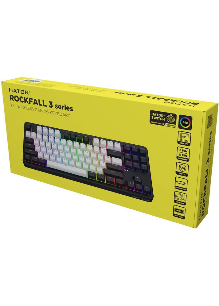 Клавиатура Rockfall 3 Mecha TKL Wireless Orange Black (HTK850UA) Hator (316052241)