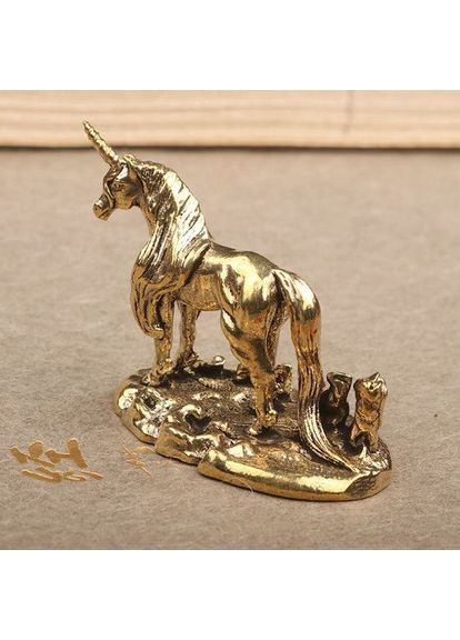 Настольное статуэтка латунная медная в виде Единорога украшение для дома офиса No Brand (292260761)