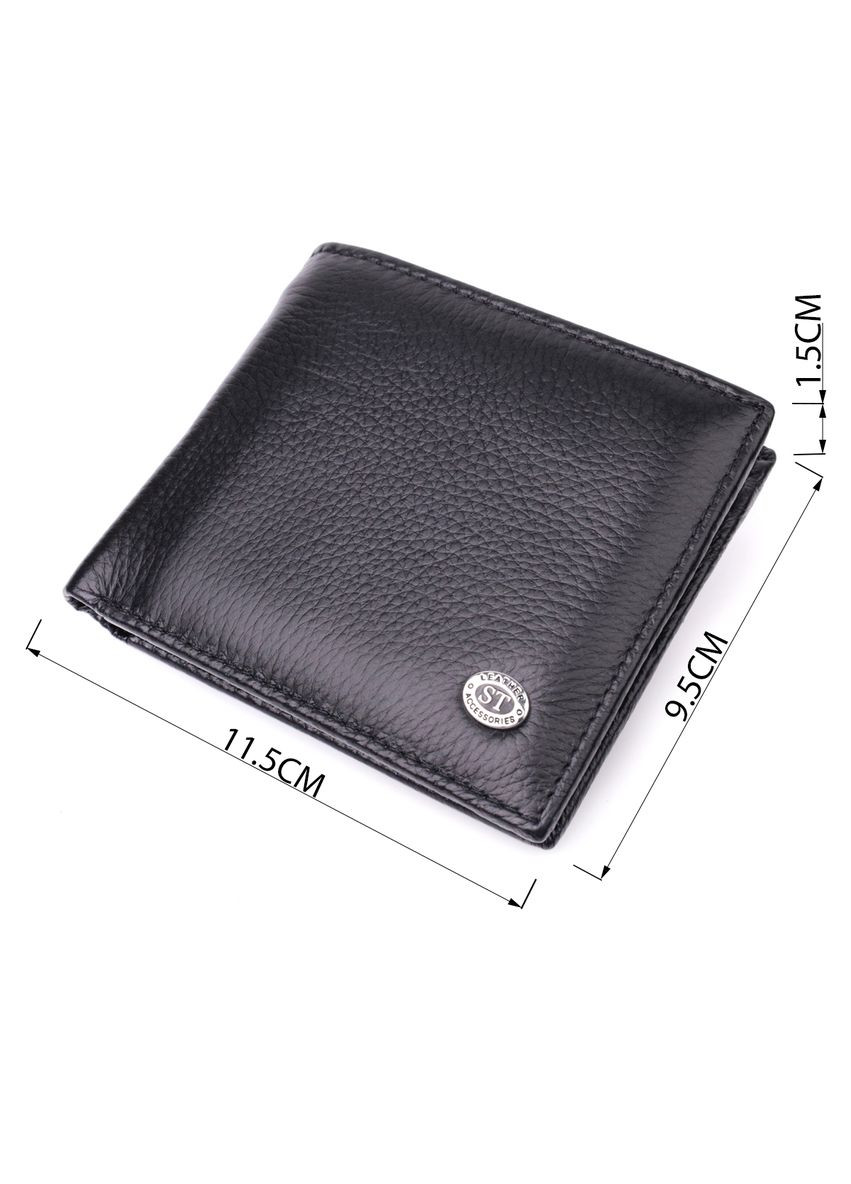Чоловіче шкіряне портмоне із затискачем чорний 22485 st leather (329197568)