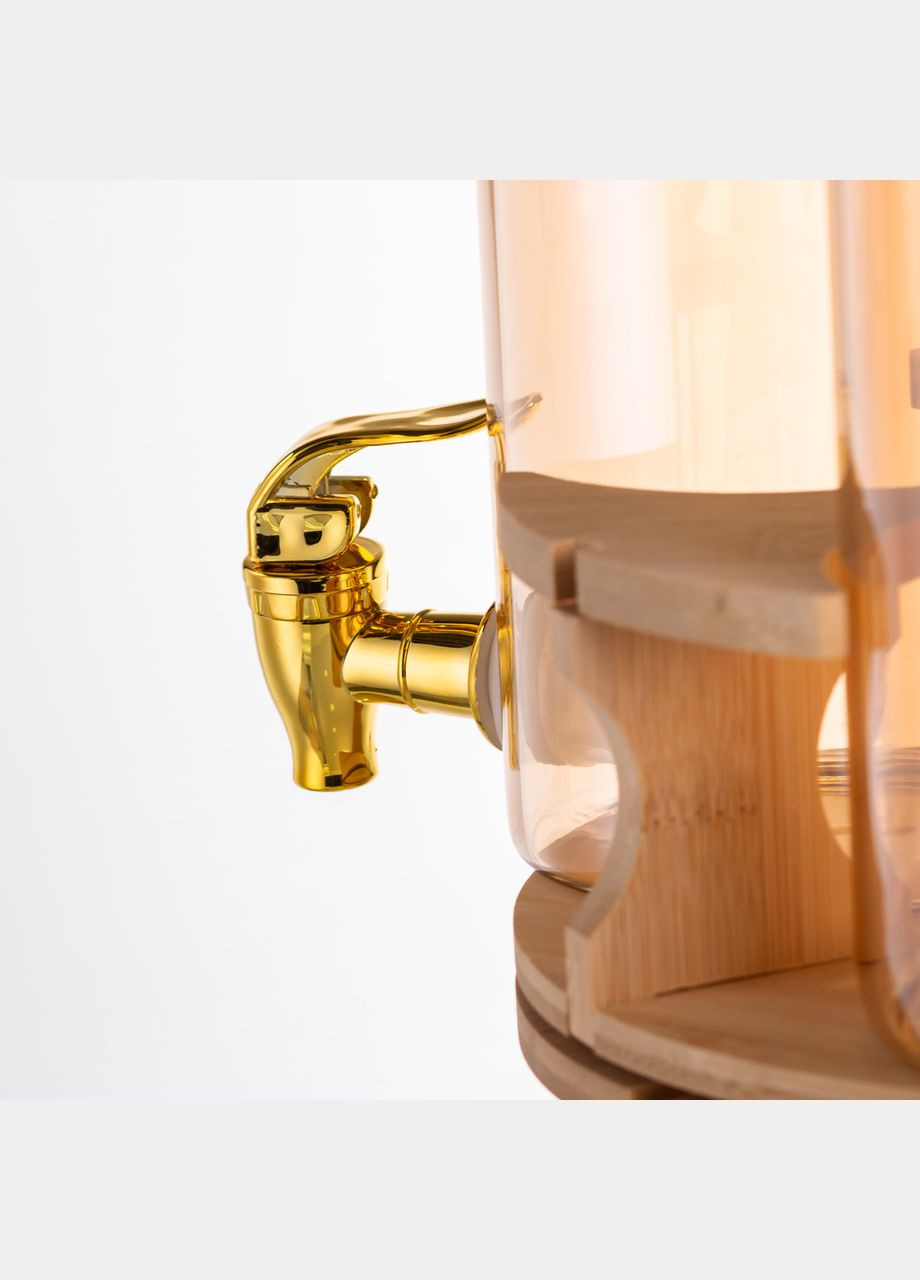 Лимонадница стеклянная 3в1 на подставке с золотыми кранами 5.5 л HP-34-28 Yiwu (337026845)