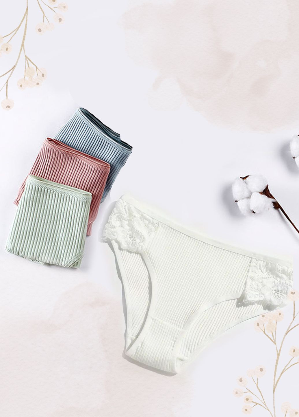 Женские трусики в рубчик, набор с 4 шт FS (294207460)