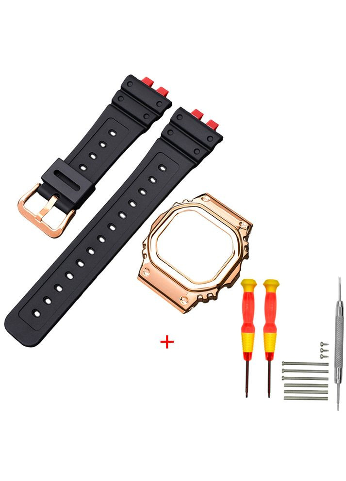 Ремешок безель для Casio G-Shock черный-красный унисекс полимерный стильный браслет для часов ProDobro (367266826)