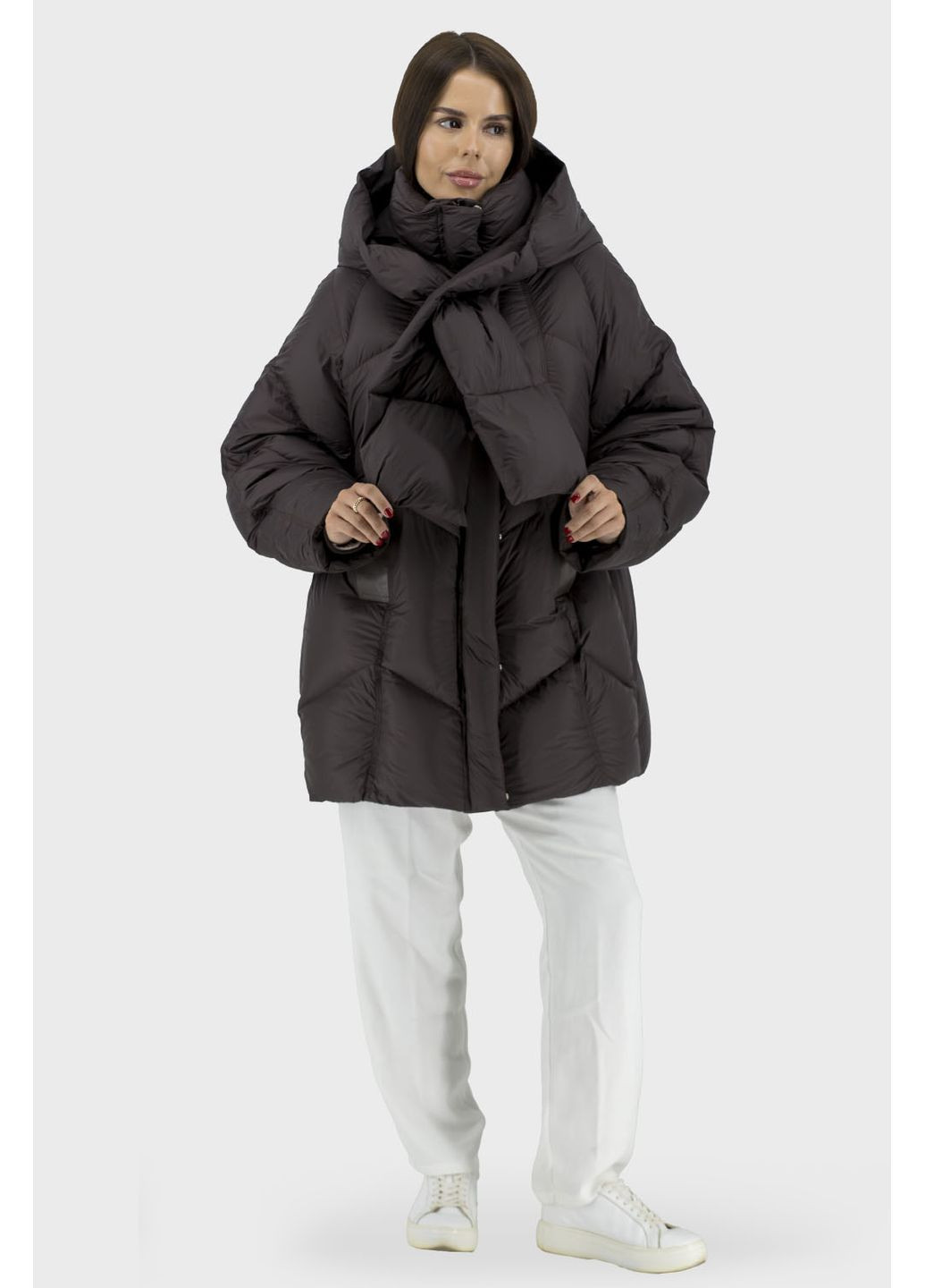 Темно-коричневий зимній Пуховик No Brand