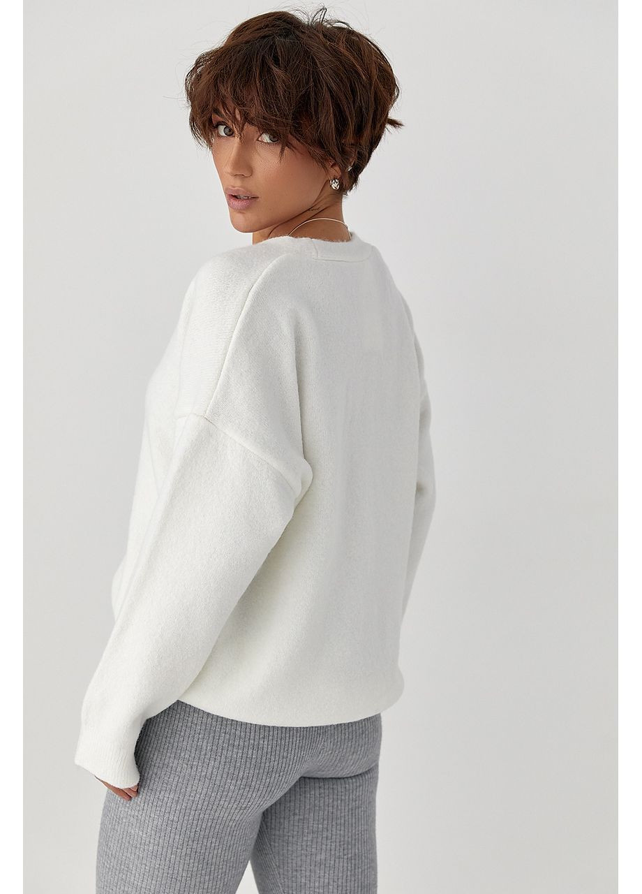 В'язаний кардиган на ґудзиках з V-подібним вирізом - сірий колір Lurex (370602138)