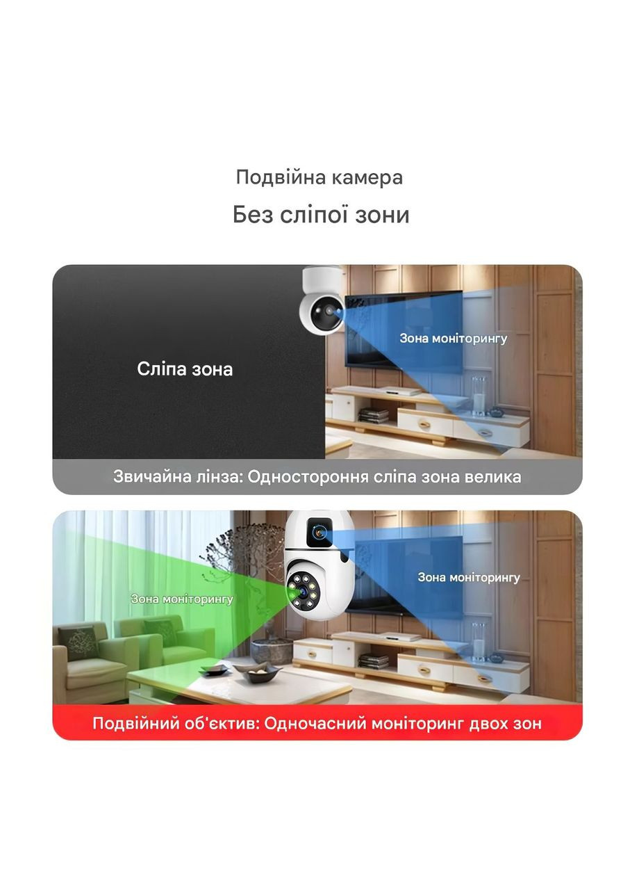 Смарт-камера в форме лампочки Wi-Fi IP-камера видеонаблюдения поворотная с 2 объективами в патрон E27 до 6 МП (S447) No Brand (361161979)