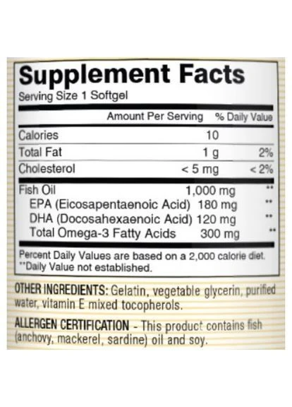 Омега 3 Fish Oil 1000 mg Omega 300 mg 120 Caps (000021103) Mason Natural (377543573)