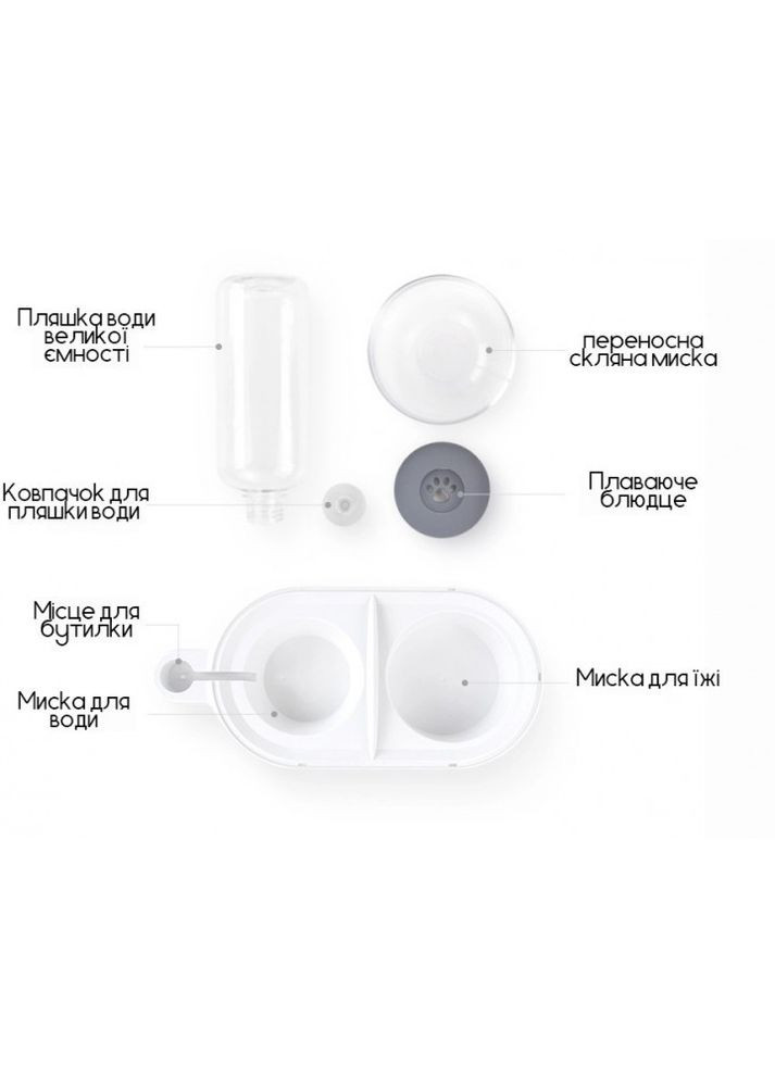 Двойная миска для кошек и собак с автоматической поилкой 0.5L Белый Els Pet (299915432)