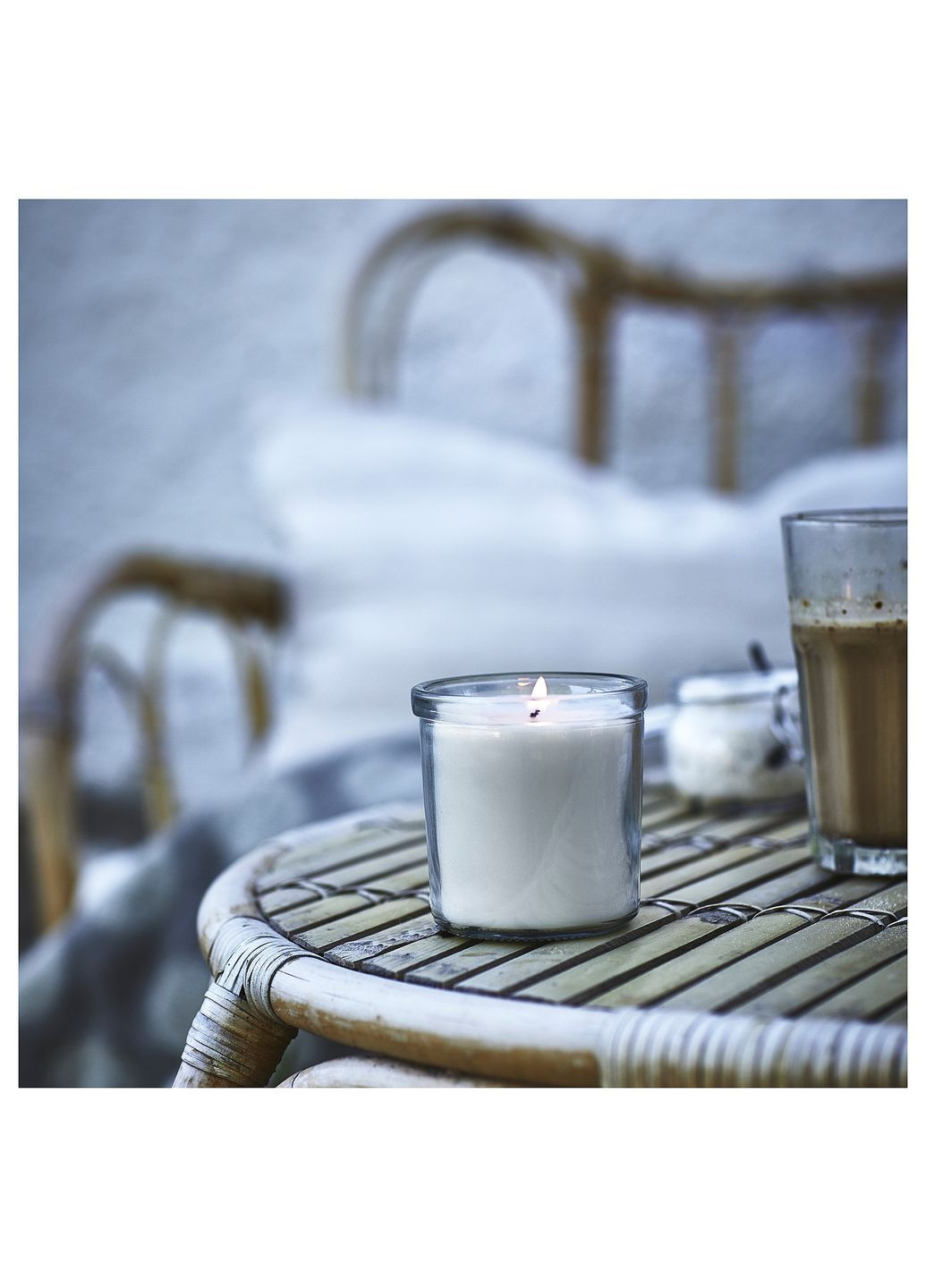 Ароматична свічка у склянці ÖÖ 40 годин ваніль/молоко IKEA (272150170)