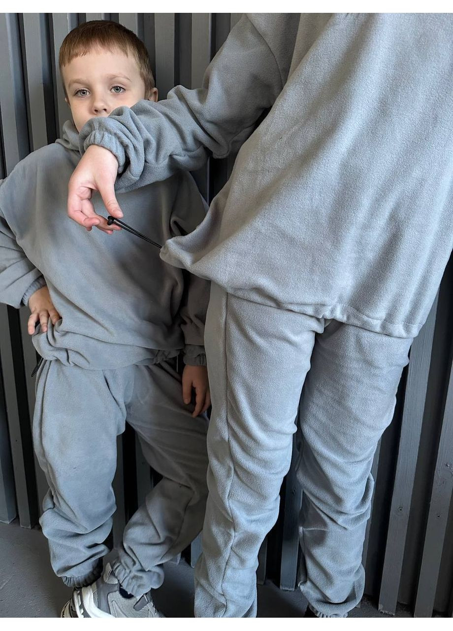 Сірий демісезонний костюм базовий дитячий унісекс,двосторонній фліс,не кпшлатиться,не линяє,кофта з капюшоном та штани Україна