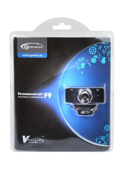Web камера F9 Black, 1.3 Mpx, 640x480, USB 2.0, вбудований мікрофон (F9 Black) Gemix (314832438)
