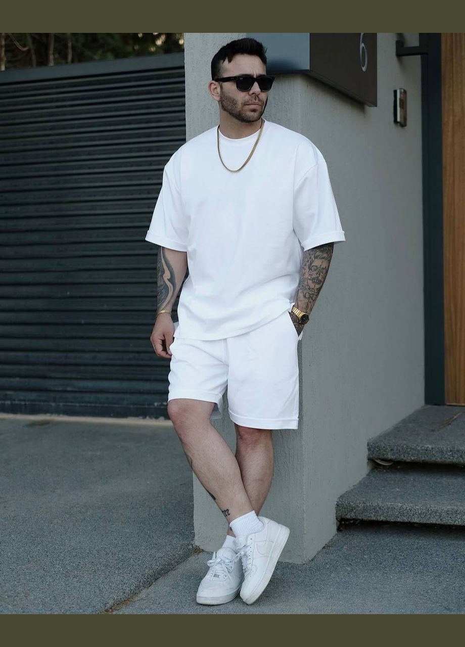 Білий літній базовий чоловічий костюм з шортами Style Point