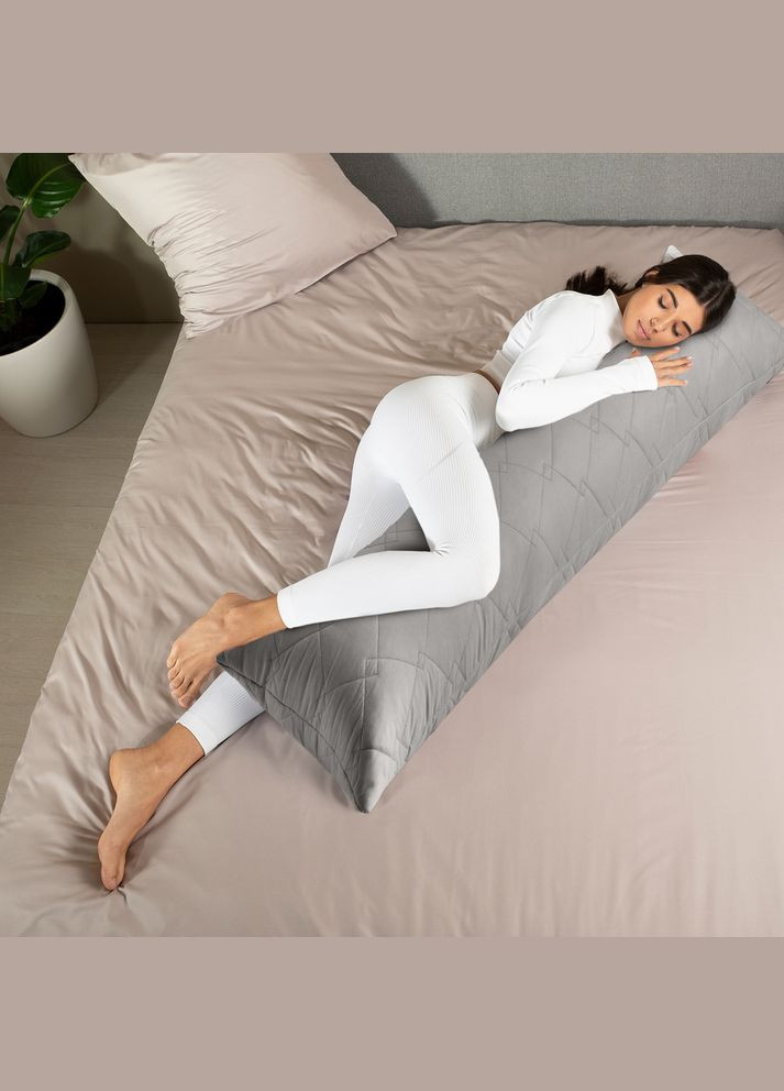 Подушка для сну та відпочинку 40x140 cм CUBE сіра для тіла довга подушка антиалергенна IDEIA (334726785)
