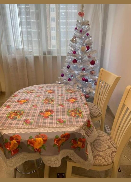 Скатерть клеенка на кухонный стол 110х140 см кружевная непромокаемая с узором Tea Tree Therapy (342398540)