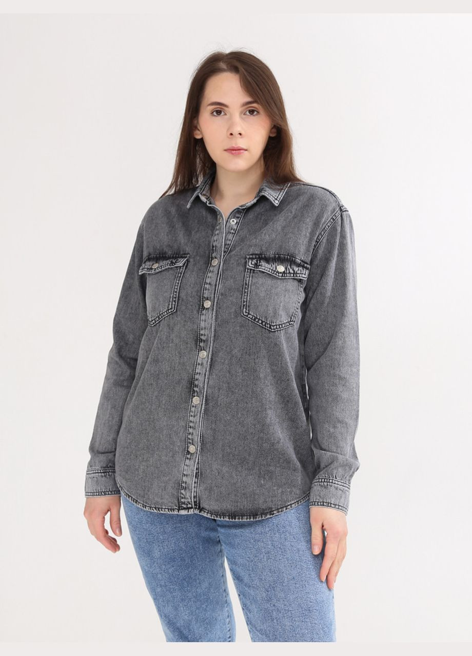 Сорочка жіноча джинсова сіра варена пряма Whitney Пряма (293971923)