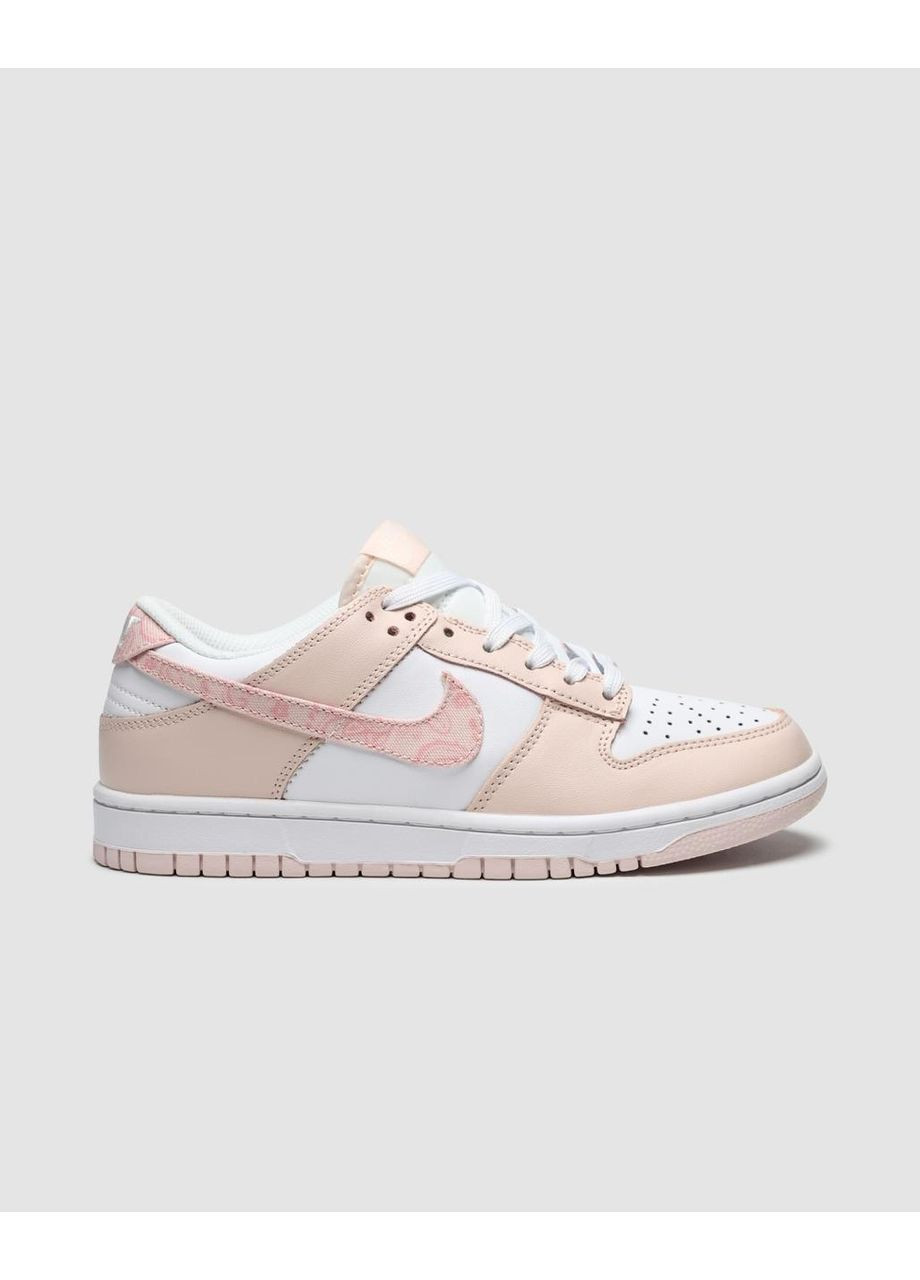 Кроссовки женские Nike Pink Paisley No Brand SB Dunk Low белые демисезоны (368870512)