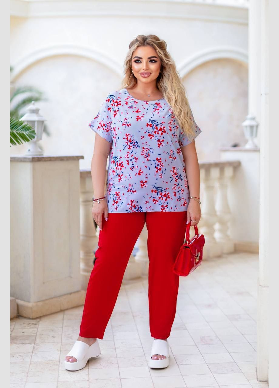 Жіночий костюм двійка блуза в принті та штани на резинці MonCher (340979643)