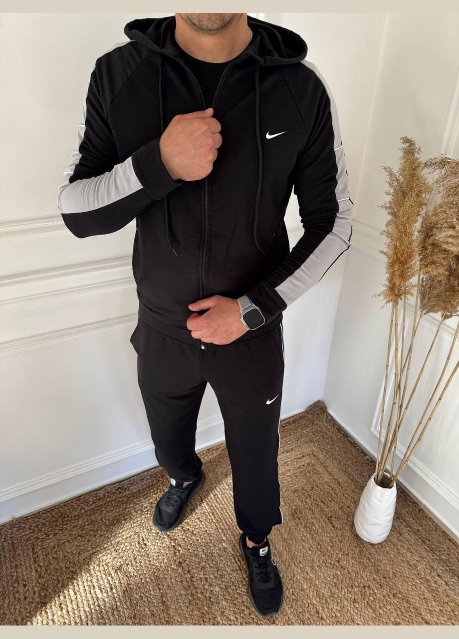 Черный демисезонный мужской костюм из двунитки Adelante