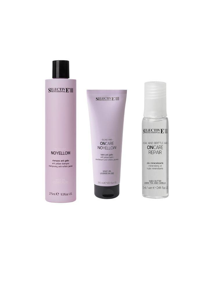 Selective Prof ONCARE NOYELLOW Комплекс для нейтрализации желтизны: Шампунь 275 мл, Бальзам 250 мл, Масло 13мл Selective Professional (338619158)