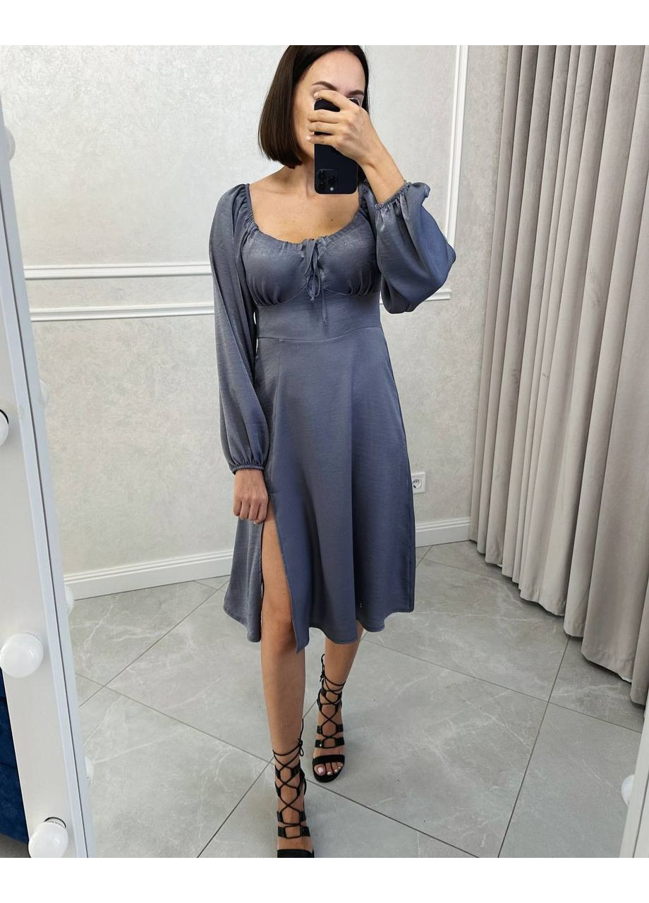 Сіра святковий сукня з шовку — заміри в описі силуетна DK/DL Мода без кордонів однотонна