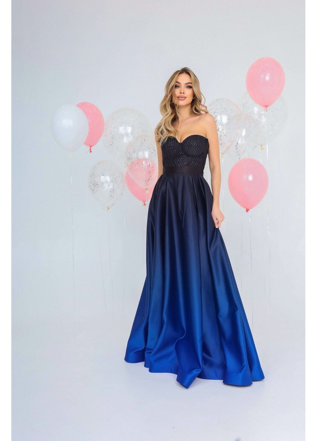 Синя вечірня сукня корсет 22003 чорна синя Tanita-Romario