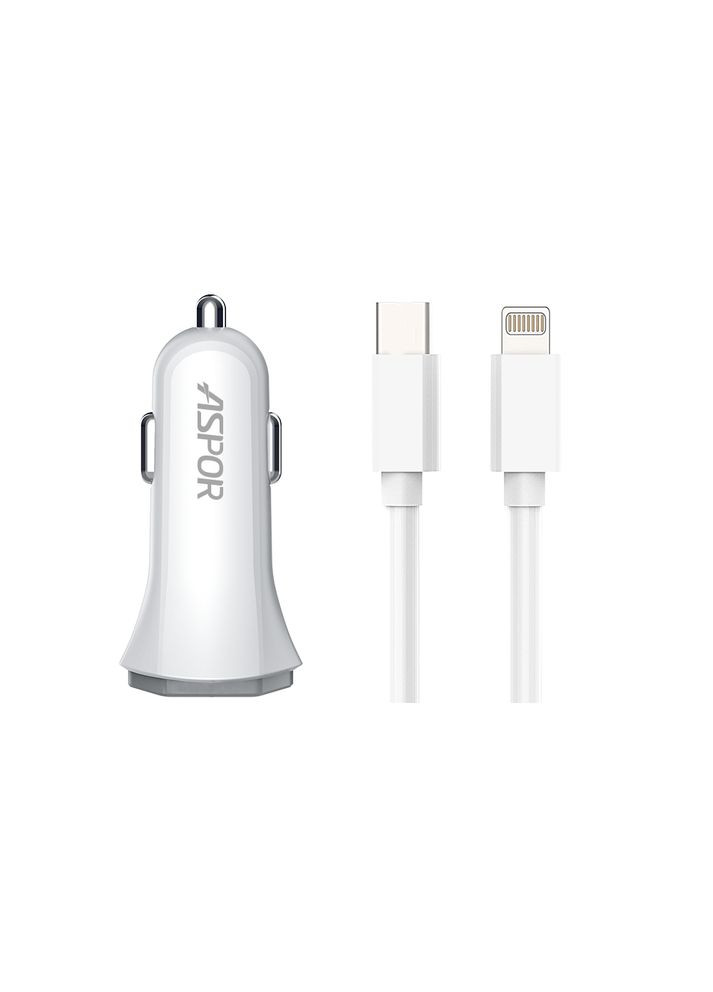 Автомобильное зарядное устройство A907 PD блочок (UCB C+A / 3.0A) 2в1 Type-C + Type-C- белый Aspor (368561166)