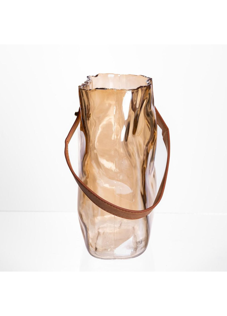 Подарочная стеклянная ваза сумочка с ручкой 18×9×25 (см) декоративная ваза 2.8 (л) для цветов Коричневый HP-19-157-1 Yiwu (370373278)