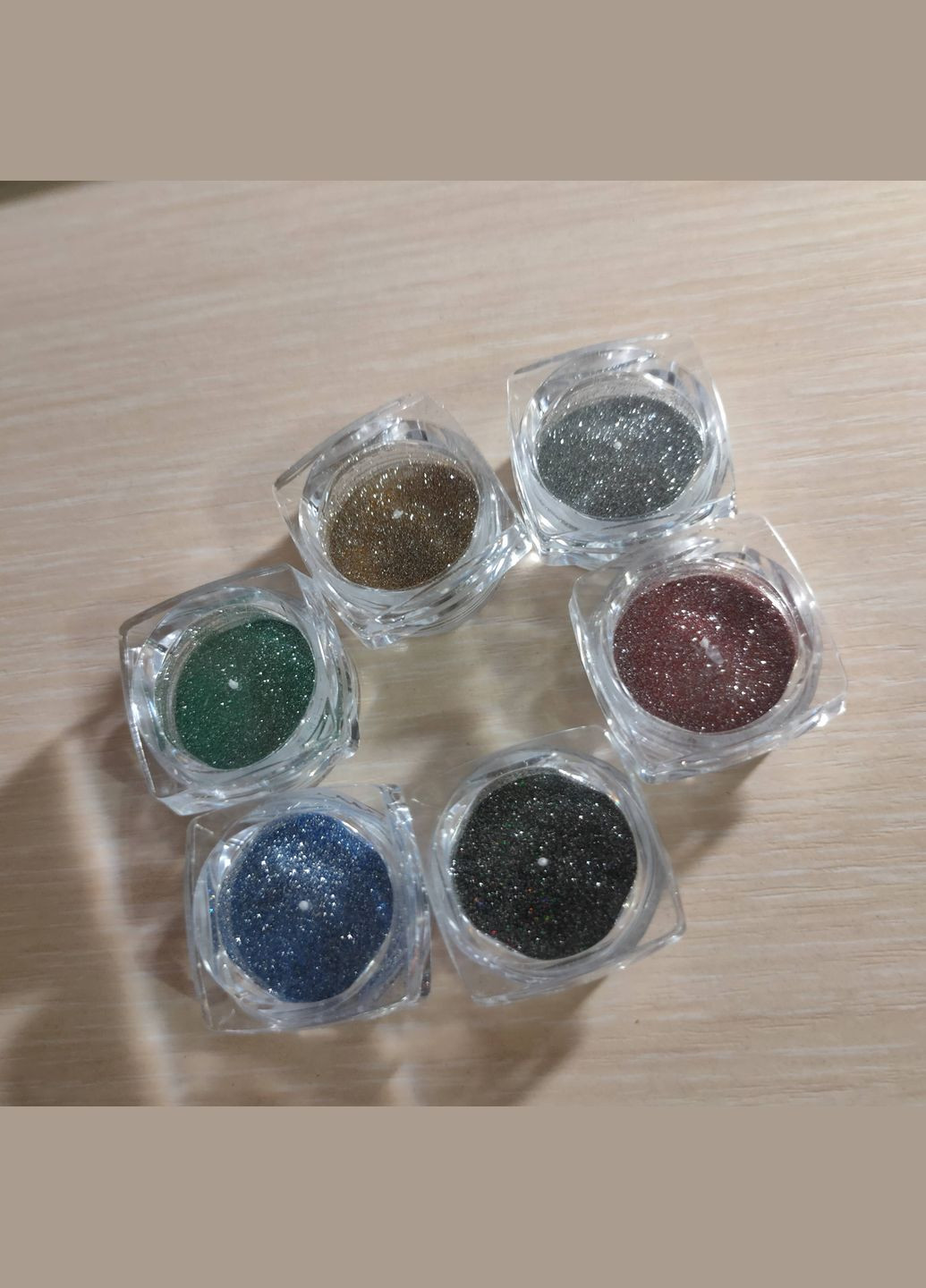 Набір світловідбивних блискіток для дизайну нігтів 6 штук No Brand (322425372)