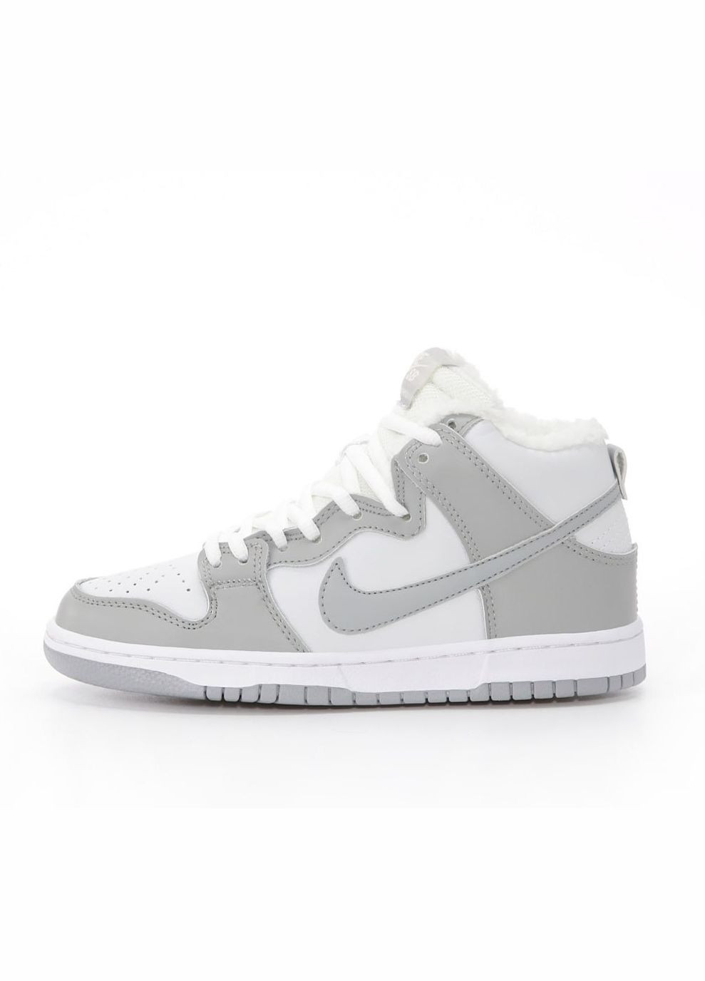 Кросівки зимові жіночі і чоловічі Nike SB Dunk winter high gray white fur | Найк СБ Данк високі сірі білі з хутром No Brand сірі зими (311225910)