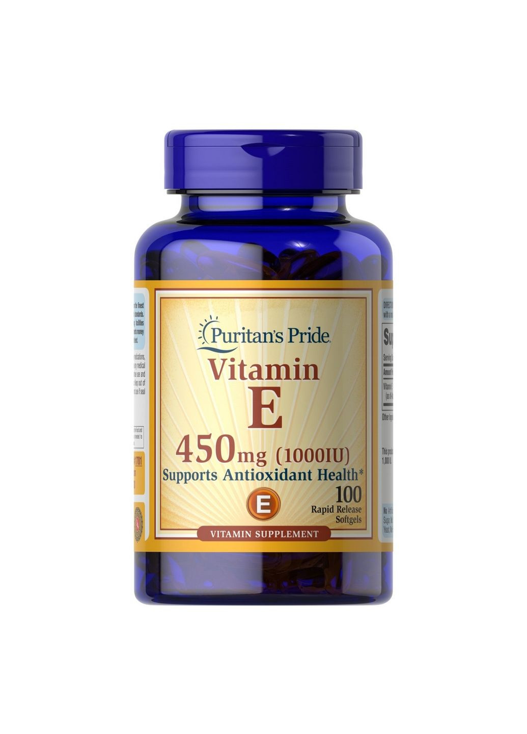 Вітаміни та мінерали Vitamin E 1000 IU (450 mg), 100 капсул Puritans Pride (294929946)