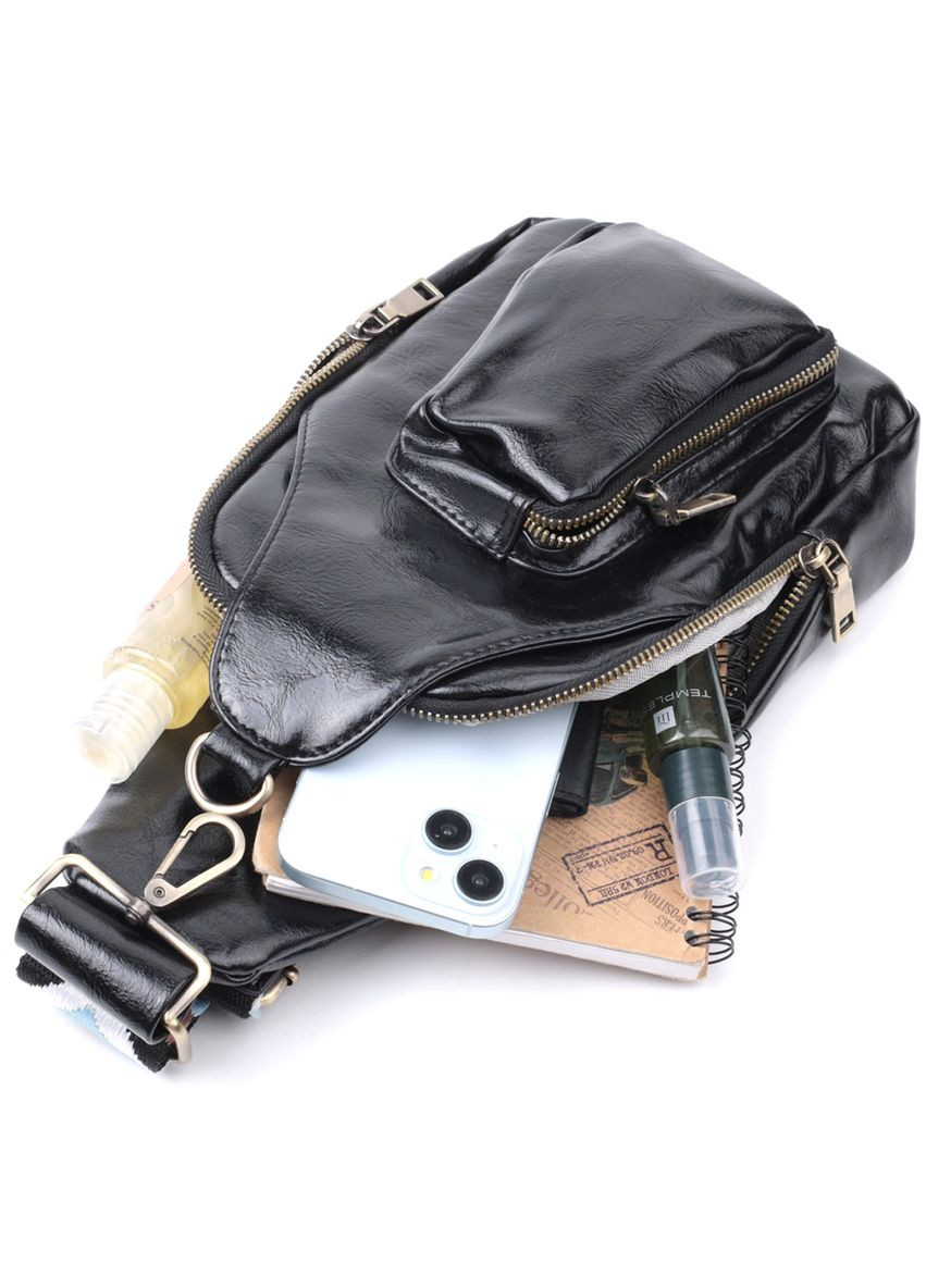 Женская сумка из экокожи с текстильной лямкой через плечо Vintage черная (sku_22776) No Brand (329853519)