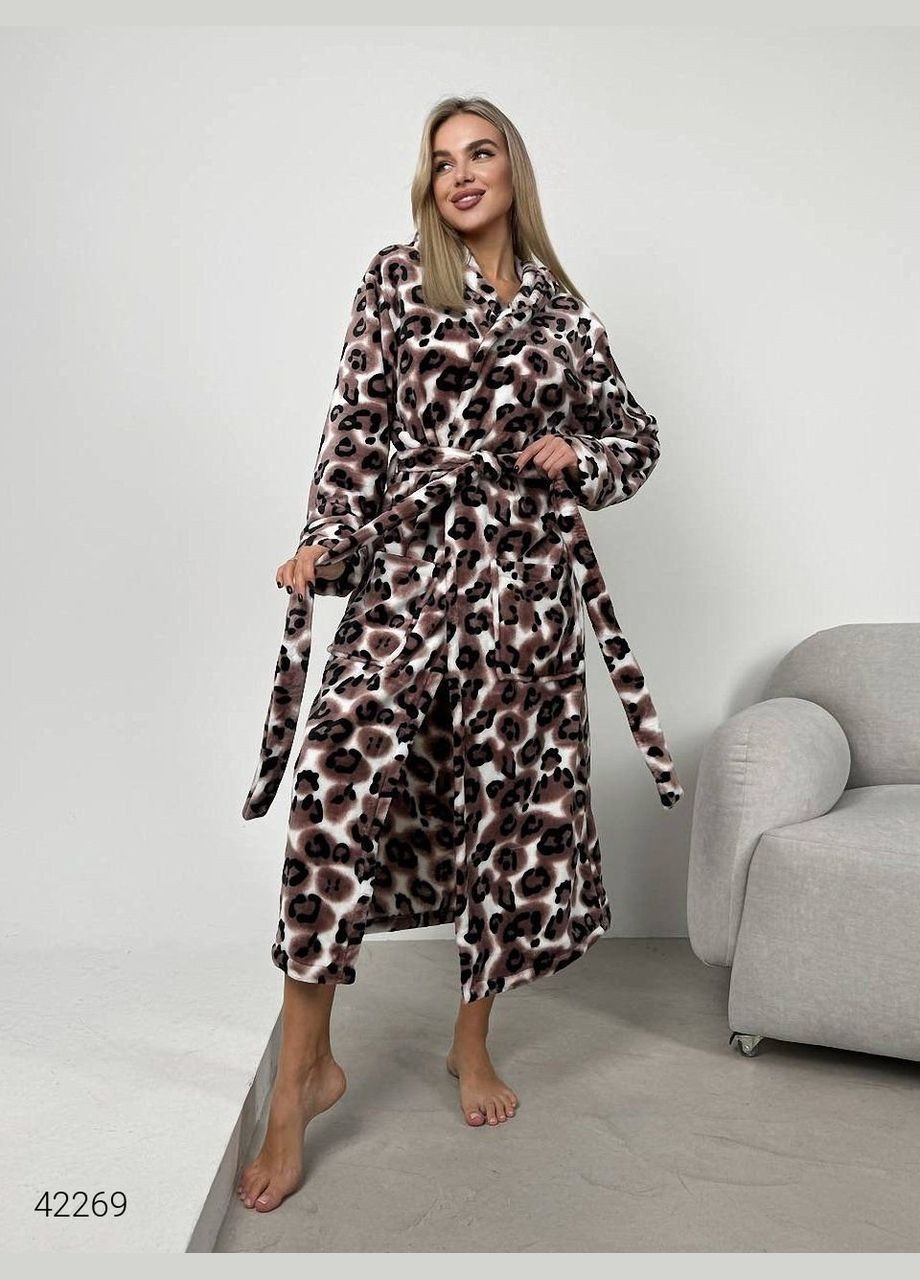 Махровый женский халат с леопардовим принтом Liton (303775493)