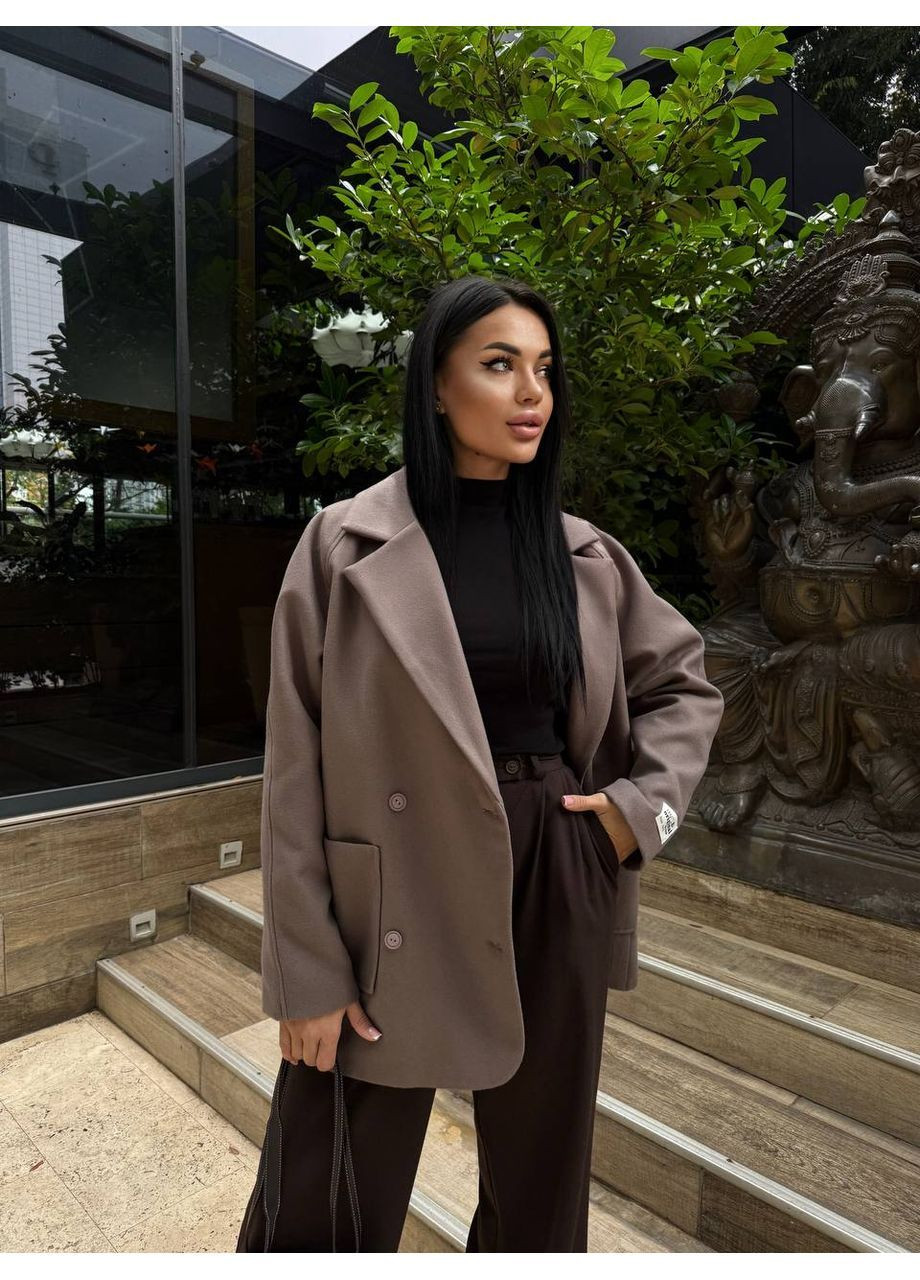 Коричневое демисезонное Женское пальто двубортное Asi.Store.ua