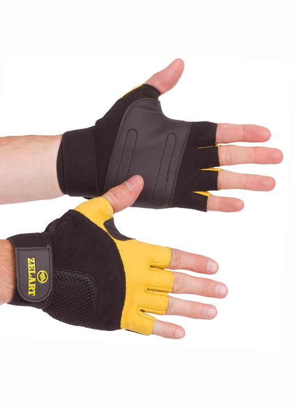 Перчатки для тяжелой атлетики Gel Tech BC-3611 Черно-желтый, (07363024) Zelart (323021713)