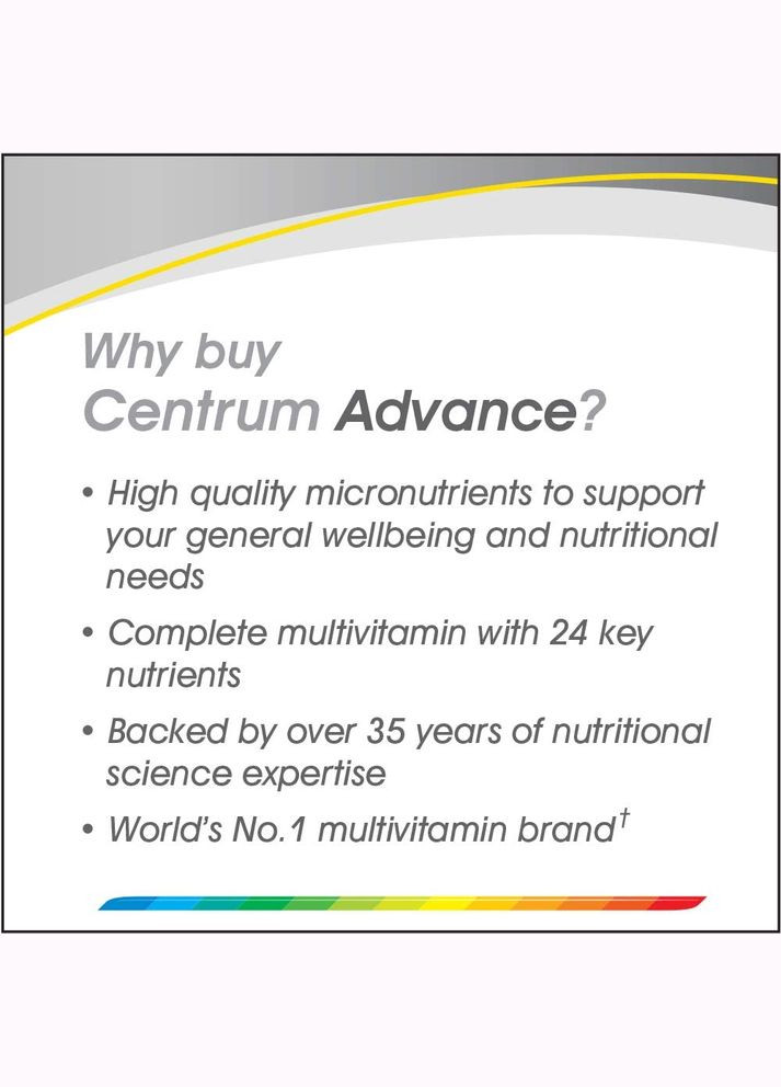 Мультивітаміни з мінералами для дорослих Advance 100 шт Centrum (278773946)