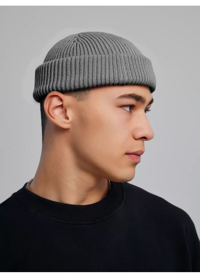 Унісекс шапка міні-біні з відворотом подвійна в’язка, універсальний розмір STD (366343563)