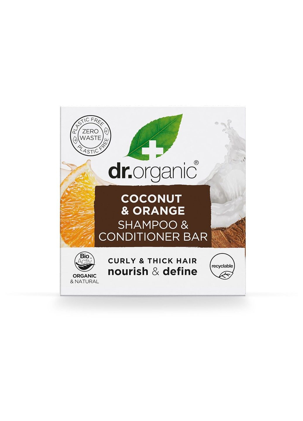Твердый шампунь и бальзам-кондиционер с кокосовым маслом и экстрактом сладкого апельсина 75 г Dr.Organic (303355724)