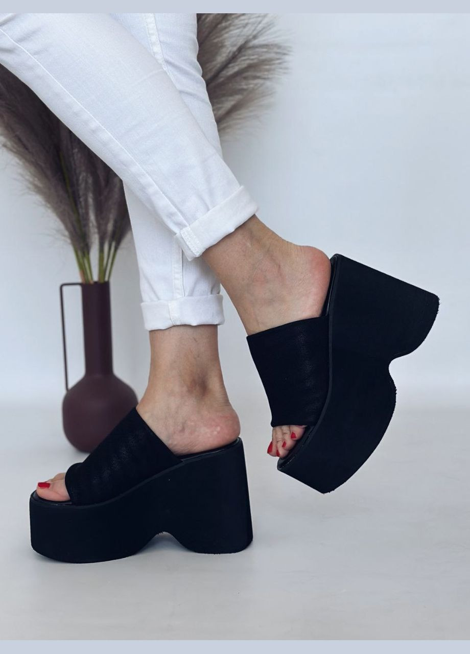 Черные эффектные женские сабо No Brand