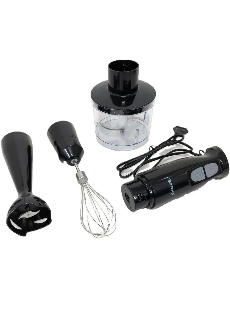Занурювальний блендер 3 в 1 RB-2243 / Кухоний подрібнювач з міксером 500 Вт Чорний Rainberg (352168599)
