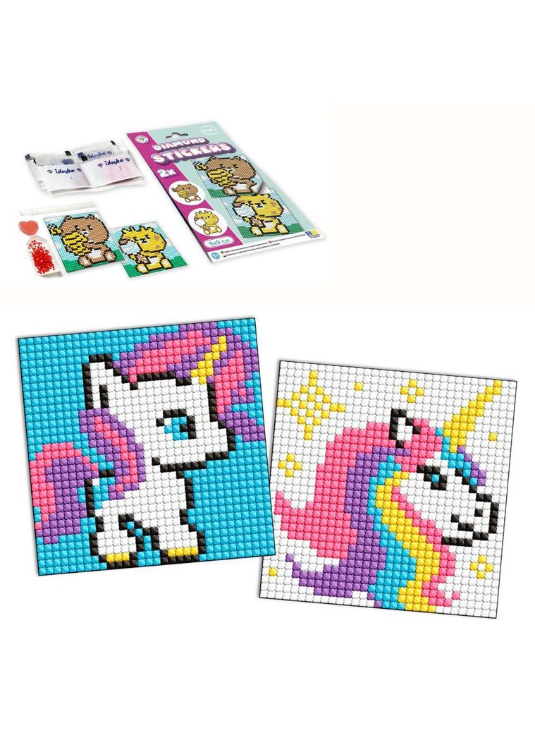 Набір з алмазною мозаїкою на самоклеючій основі для дітей "Одноріжка" 9x9см Ідейка (332945028)