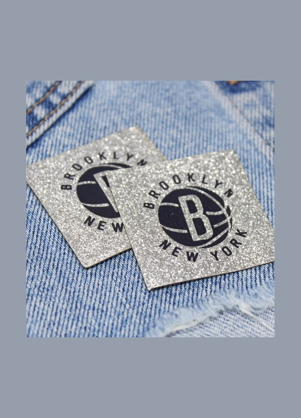 Нашивка з глітеру "Brooklyn" срібного кольору (8131) No Brand (335812614)