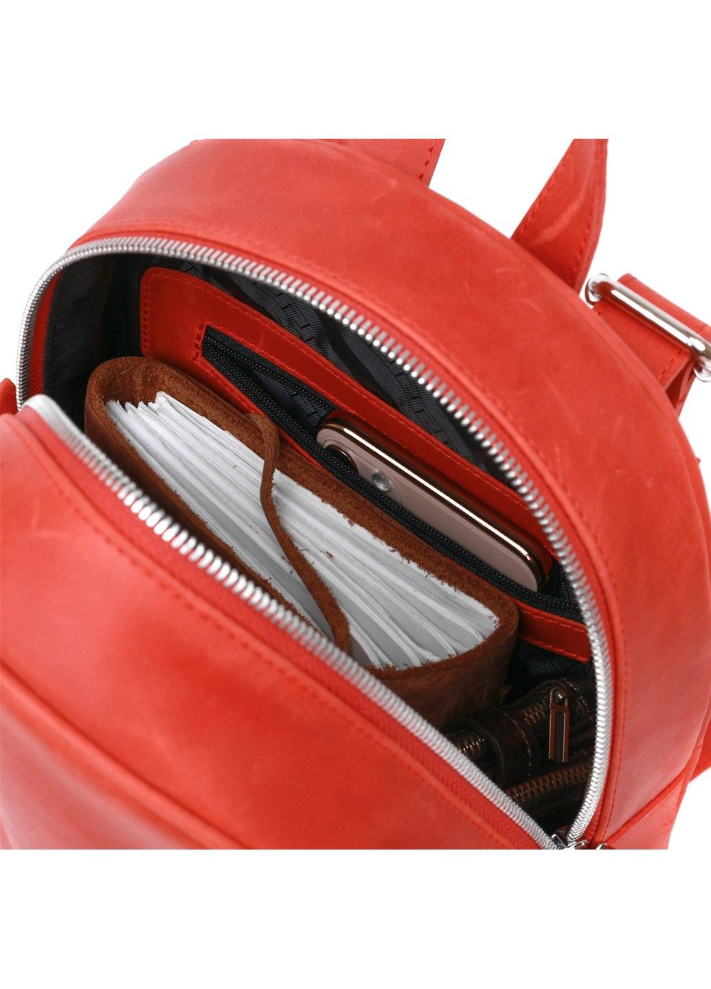 Шкіряний вінтажний жіночий рюкзак 16327 Червоний Shvigel (292849832)