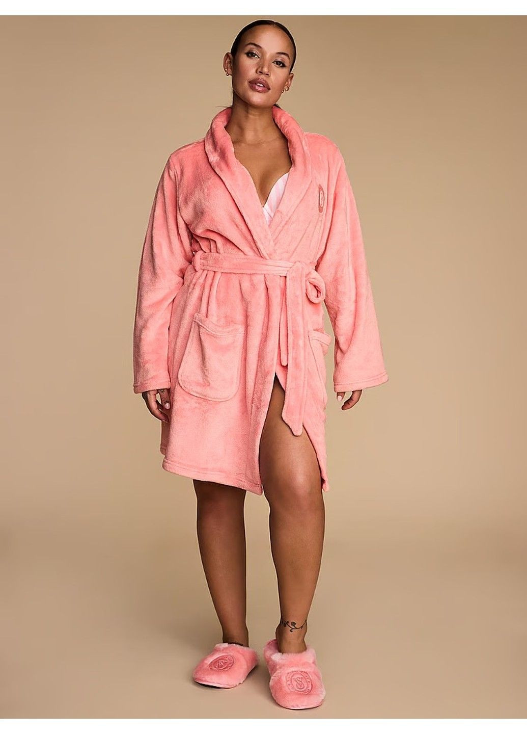Халат Short Cozy Robe Pink Logo New Victoria's Secret (332796260)